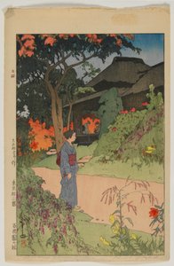 Hundert-Blumen-Garten (Hyakkaen), aus der Serie, Zwölf Szenen von Tokio, Taisho-Ära von Hiroshi Yoshida