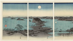 Abendpanorama der acht Ansichten von Kanazawa in der Provinz Musashi von Hiroshige (I) , Utagawa