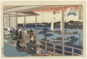 Restaurant Kawachiya in Yanagibashi, Ryogoku von Hiroshige (I) , Utagawa