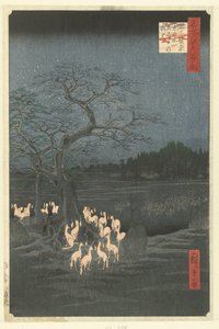 Fuchsfeuer in der Silvesternacht bei der Shozoku-Brennnessel in Oji von Hiroshige (I) , Utagawa
