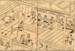 Kabuki-Aufführung im Shijo-Flussbett, 1658, 1924