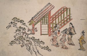 Nahe dem Neuen Yoshiwara-Tor von Hishikawa Moronobu