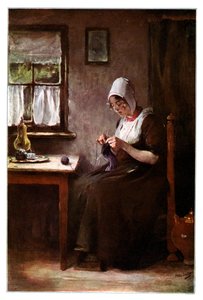 Strickende Fischerin