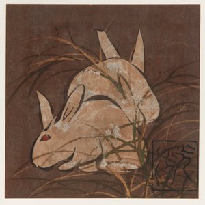 Kaninchen und Gräser, Edo-Periode, spätes 16. bis frühes 17. Jahrhundert