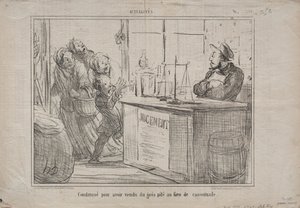 Tatsachen (Nr. 252): Verurteilt, weil er einen Sandhaufen anstelle von feuchtem braunem Zucker verkauft hat von Honoré Daumier