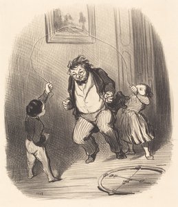 Komm schon, Papa... noch... zweiunddreißig Runden!... von Honoré Daumier
