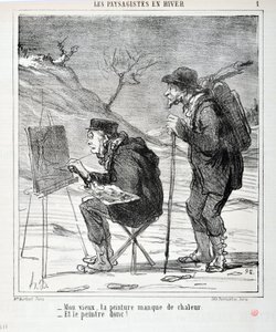 Charivari von 1864: Serie LES LANDSAGISTS IN WINTER. - Mein Alter, dein Gemälde fehlt es an Wärme - Und dem Maler auch! MUSEUM OF FINE ARTS - PALACE LONGCHAMP, MARSEILLE