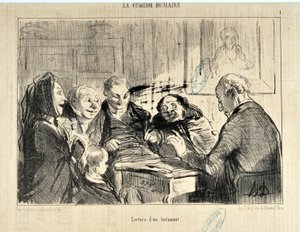 Werk von Honore Daumier (1853): Serie LA COMEDIE HUMAN „Lesung eines Testaments“