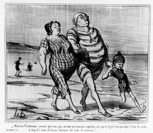 An den Seebädern: Pariser Familie spaziert am Strand