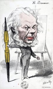 Karikatur von Honore Daumier, französischer Graveur, Maler und Bildhauer. Gravur von Hyppolite Mailly. Dim: 14x8,5cm. Arbaud Museum.