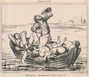 Freudig den Fluss des Lebens hinunter von Honoré Daumier
