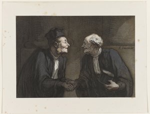 Deux avocats: la poignée de main (Zwei Anwälte: der Handschlag)