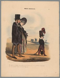 Ehepaar spaziert mit Kind von Honoré Daumier