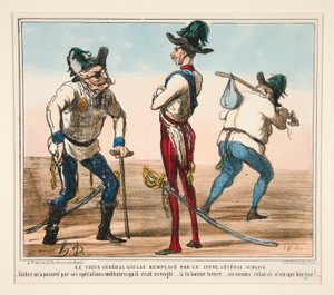 Der alte General Giulay ersetzt durch den jungen General Schlick von Honoré Daumier