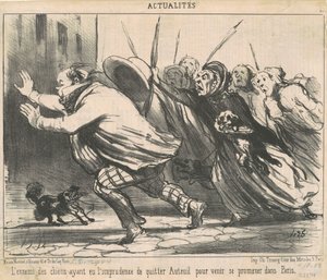 Der Feind der Hunde, der die Unvorsichtigkeit hatte ... von Honoré Daumier