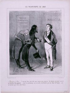 Die Philanthropen des Tages: Herr Bürgermeister...Auf der Durchreise in Ihrer Stadt... von Honoré Daumier