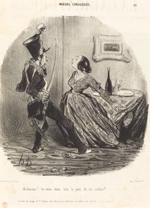 Unglücklicher! Du willst also den Vater deiner Kinder töten? von Honoré Daumier