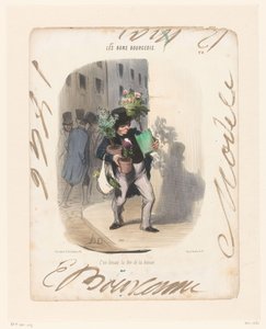 Mann bringt Pflanzen für seine Frau mit von Honoré Daumier