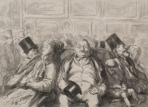 Moment der Ruhe im Salon Carré von Honoré Daumier
