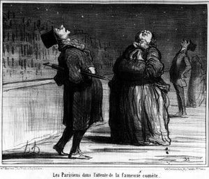 Pariser warten auf den berühmten Kometen, Karikatur von Honore Daumier (1808-1879). „Charivari“ von Honoré Daumier