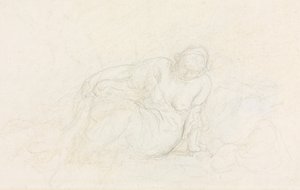 Liegende Frau, die sich auf ihren Arm stützt, verso, 1855-60