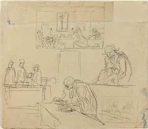 Szene des Tribunals (Das Urteil) von Honoré Daumier