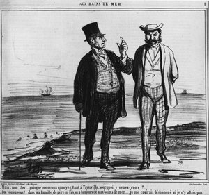 Seebäder: Pariser am Strand von Trouville - von Honore Daumier, in „Charivari“ vom 25.08.1859 von Honoré Daumier