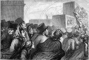 Sonntagsreisende. Karikatur von Honore Daumier (1808-1879). Gravur in „Le Monde Illustré“ Nr. 264 vom 3. Mai 1862. von Honoré Daumier