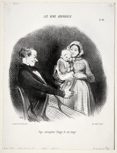 Der gute Bürger, Tafel 40: Papa betrachtet ein Abbild seines Abbilds von Honoré Daumier