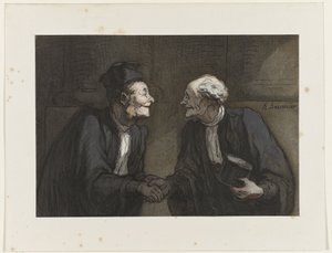 Zwei Anwälte schütteln sich die Hände, ca. 1840