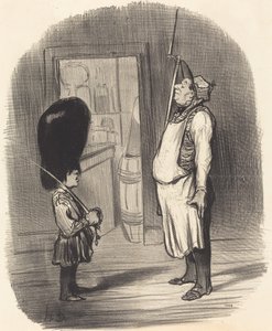 Eine Familie, bei der der Kriegsinstinkt wohnt von Honoré Daumier