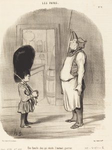 Eine Familie, bei der der Kriegsinstinkt wohnt von Honoré Daumier