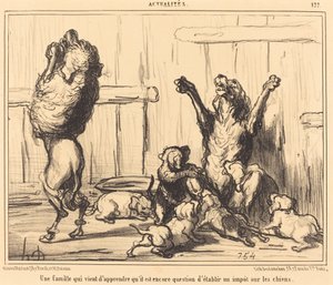 Eine Familie, die gerade von einer Hundesteuer erfahren hat von Honoré Daumier