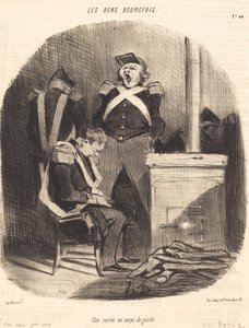 Ein Abend im Wachhaus von Honoré Daumier