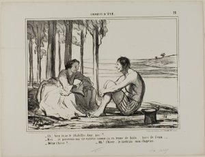 „- Ziehst du dich nicht an? - Nein... Ich bleibe den ganzen Tag in meiner Badebekleidung, außerhalb des Schwimmbeckens. - Auch im Winter? - Dann setze ich meinen Hut auf!“, Platte 28 aus Croquis D