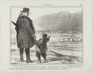 „- Ich möchte sofort mit dir auf dieses Schiff gehen, Papa, meine Nanny sagte, dass die Sintflut wiederkommen wird, und die einzigen, die gerettet werden, werden die Tiere auf der Arche von Herrn Leviathan sein!“, Tafel 484 aus Actualités