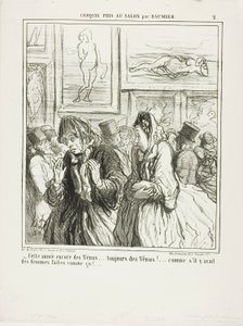 „- Noch mehr Venusfiguren dieses Jahr... immer Venusfiguren!... als ob es Frauen gäbe, die so gebaut sind!“, Platte 2 aus Croquis Pris Au Salon par Daumier