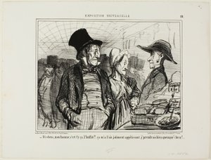 "- Sagen Sie mir, mein guter Mann, ist dies das Buffet?... es sieht für mich ziemlich appetitlich aus, ich hätte nichts dagegen, etwas zu haben...", Tafel 19 aus L