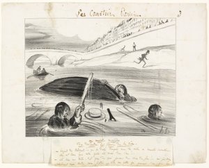 Ein neuer Weg, den Fluss des Lebens hinunterzufahren, Tafel drei aus Les Canotiers Parisiens von Honoré Victorin Daumier