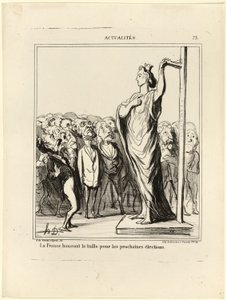 Frankreich bereitet sich darauf vor, ihre Kandidaten nach Maßstäben zu prüfen, Platte 73 aus Actualités von Honoré Victorin Daumier
