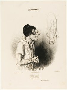 „Wie sehr ich es bedaure. Meine Arme einst so stark, meine Beine nie fett und nichts ging schief“ (ein altes Lied), Platte 1 aus Silhouetten von Honoré Victorin Daumier