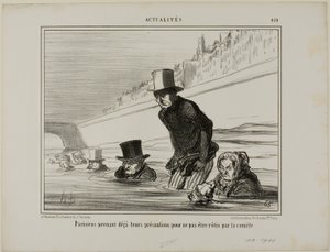 Pariser treffen bereits Vorkehrungen, um nicht vom Kometen geröstet zu werden, Platte 410 aus Actualités von Honoré Victorin Daumier