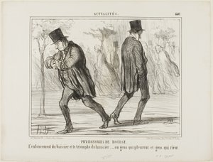 Physiognomie der Börse. Die Verzweiflung des Baissiers und der Triumph des Haussiers - oder Weinen und Lachen, Platte 440 aus Actualités