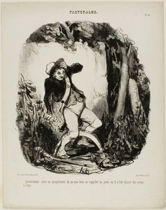 Ziemlich peinlich, sich nicht zu erinnern, wo man die Wolfsfallen versteckt hat, Platte 44 aus Pastorales von Honoré Victorin Daumier