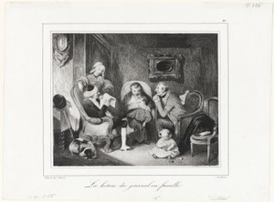 Zeitunglesen im Familienkreis
