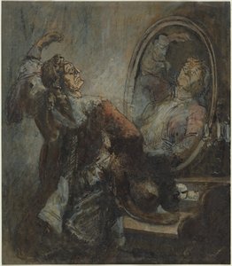 Schauspieler vor einem Spiegel von Honore Daumier
