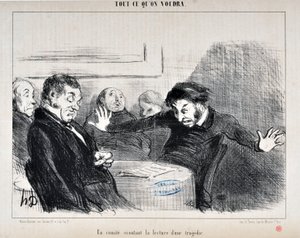 Ein Komitee hört die Lesung einer Tragödie von Honoré Daumier