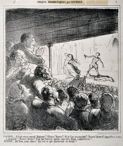 Dramaskizze: „Er war Ihr Liebhaber, Madame...“ (Gravur von Honore Daumier in „Le Charivari“)