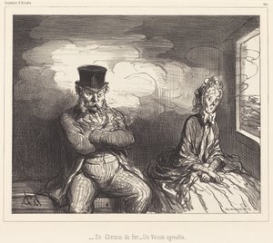 Im Zug... ein angenehmer Nachbar von Honoré Daumier