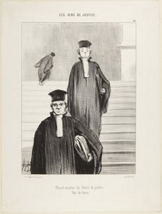 Große Treppe des Justizpalastes, Frontalansicht, Nummer 36 aus der Serie „Die Justizbeamten“ von Honoré Daumier